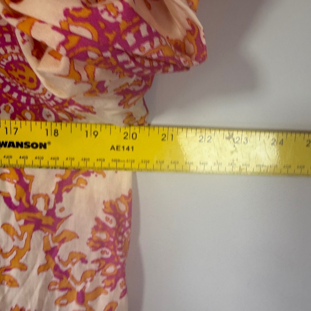 NWT Zara Sun Medallion Mini Dress Women L Pink Orange Ruffle Cotton Boho No Belt - Picture 7 of 8